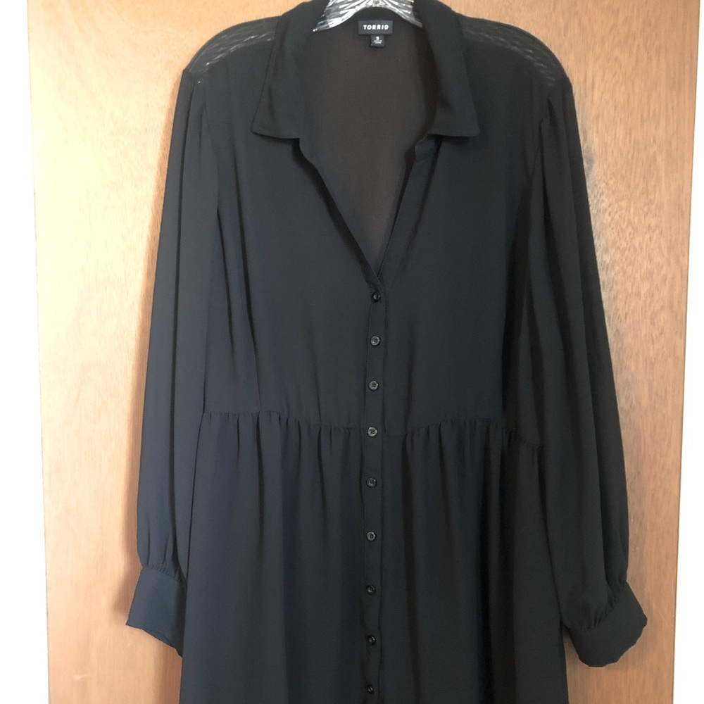 Torrid Mesh Babydoll Style Button Down